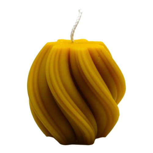 Twisted spherical beeswax candle 75g