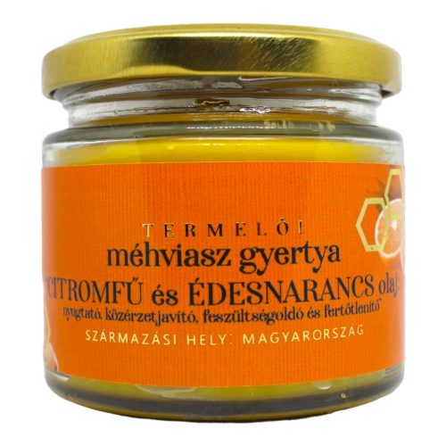 Lemongrass and sweet orange beeswax candle 130g